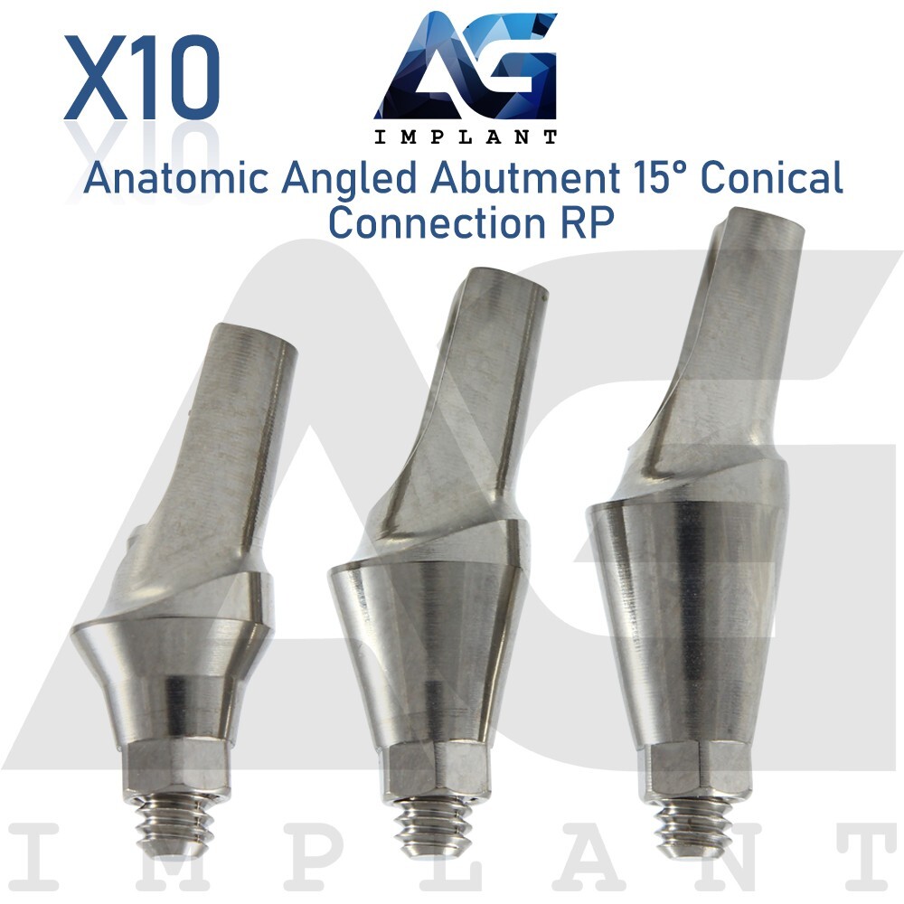 10x Titanium Anat0mic Angled Prosthetic 15° Regular Platform RP Int Hex 2.65mm
