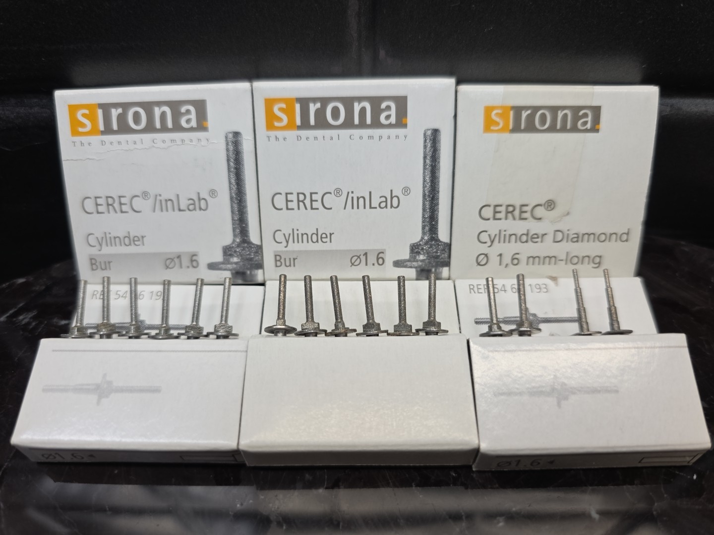 OEM Sirona Dental Cerec 3 Compact 14 10mm 1.6 Cylinder & 2 14mm Step Bur Lot
