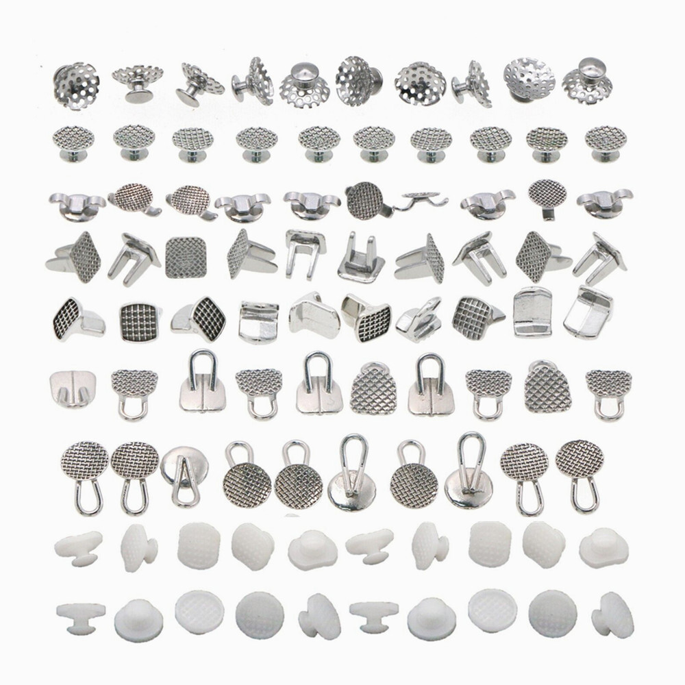 Dental Ortho Bondable Ceramic Lingual Buttons Round/Rectangular Traction Hook