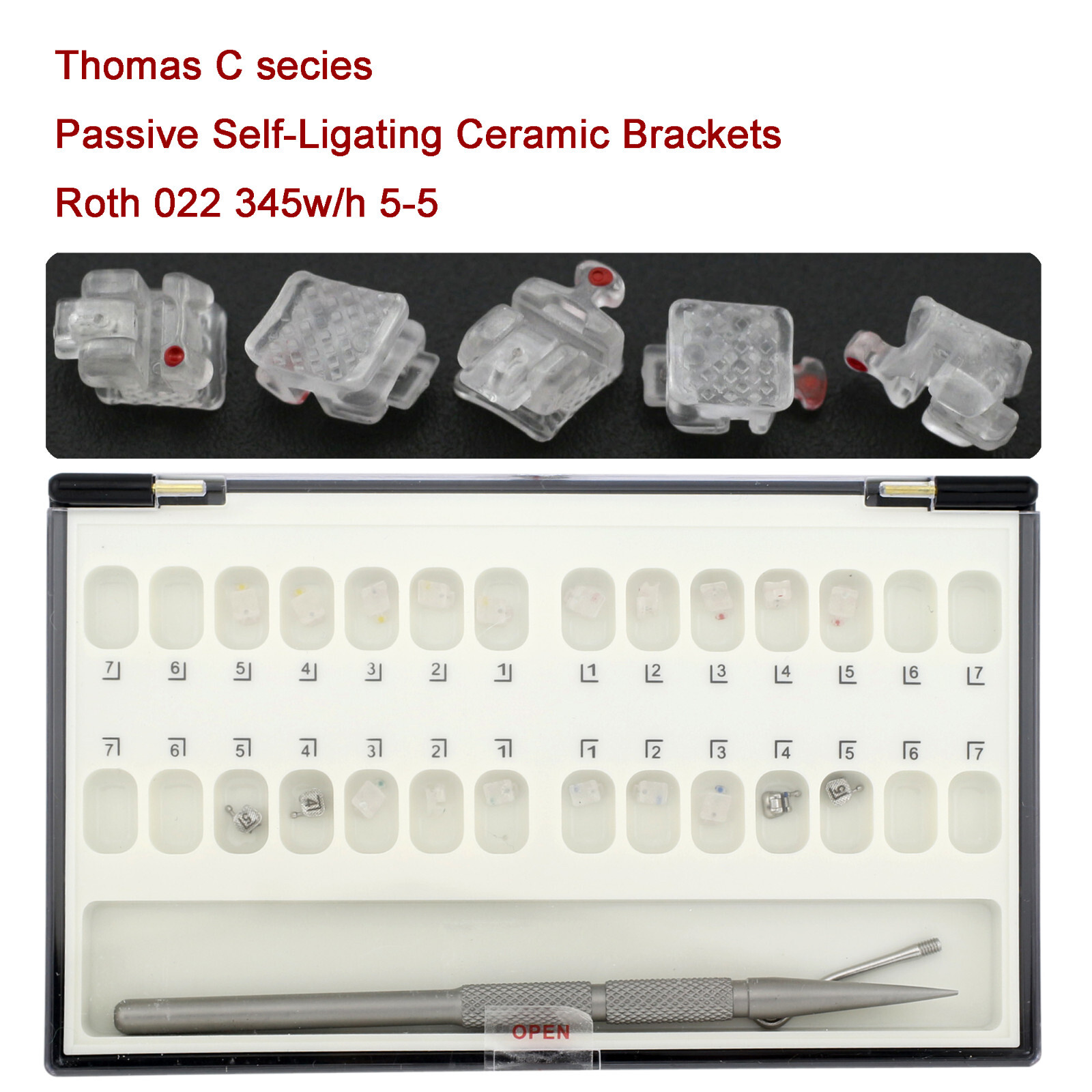 Dental Orthodontic Self Ligating Brackets Ceramic Braces Roth MBT 022 345 Hooks
