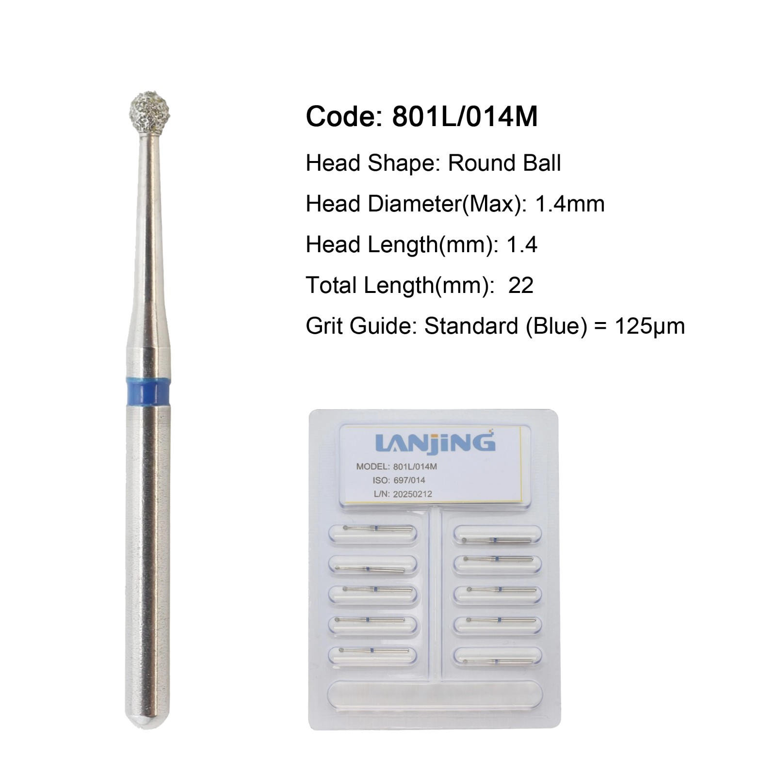 Dental Diamond Burs Pear 330 Ball Round End Taper FG High Speed 801L Surgical