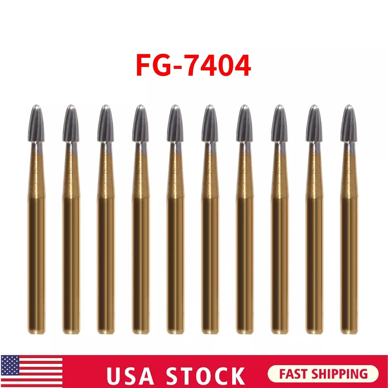 10pcs Dental Tungsten Carbide Burs Trimming & Finishing Egg Football FG-7404