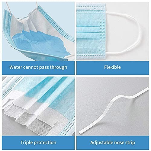 2000 Disposable Face Masks Bulk 3 Layer Non Woven Breathable Earloop Mouth Nose