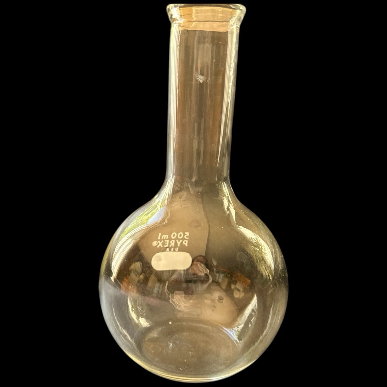 Pyrex Beaker 500mL Neck Round Distill Flask Science Home School College Flat 7″