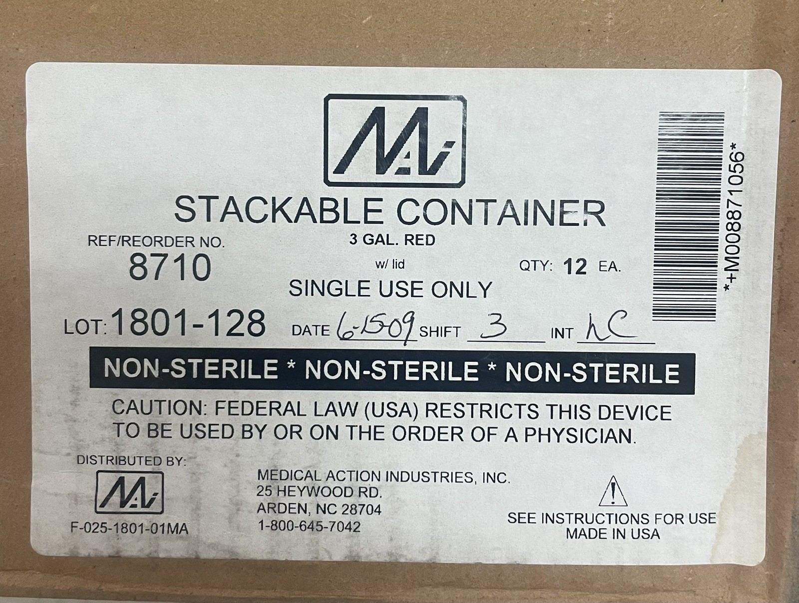 Medegen Stackable Sharps Container Translucent 3 gallon Case of 12 #8710