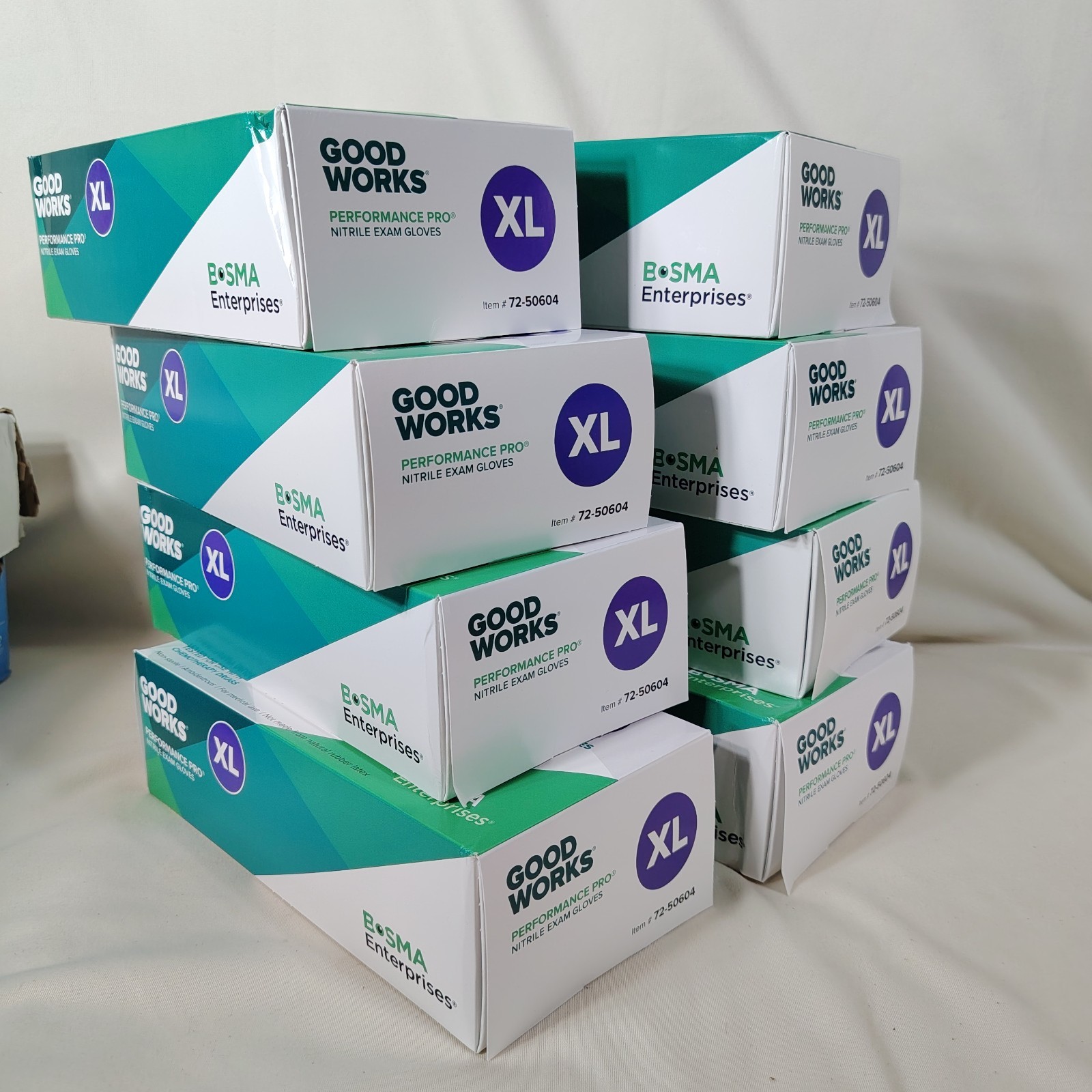 8 BOXES~ Good Works Performance Pro Nitrile Exam Gloves -100 each, XL #72-50604