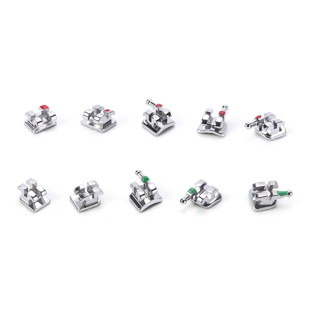 10Set Dental Orthodontic Metal Brackets Braces Mini Roth MBT.022/018 3/345Hooks