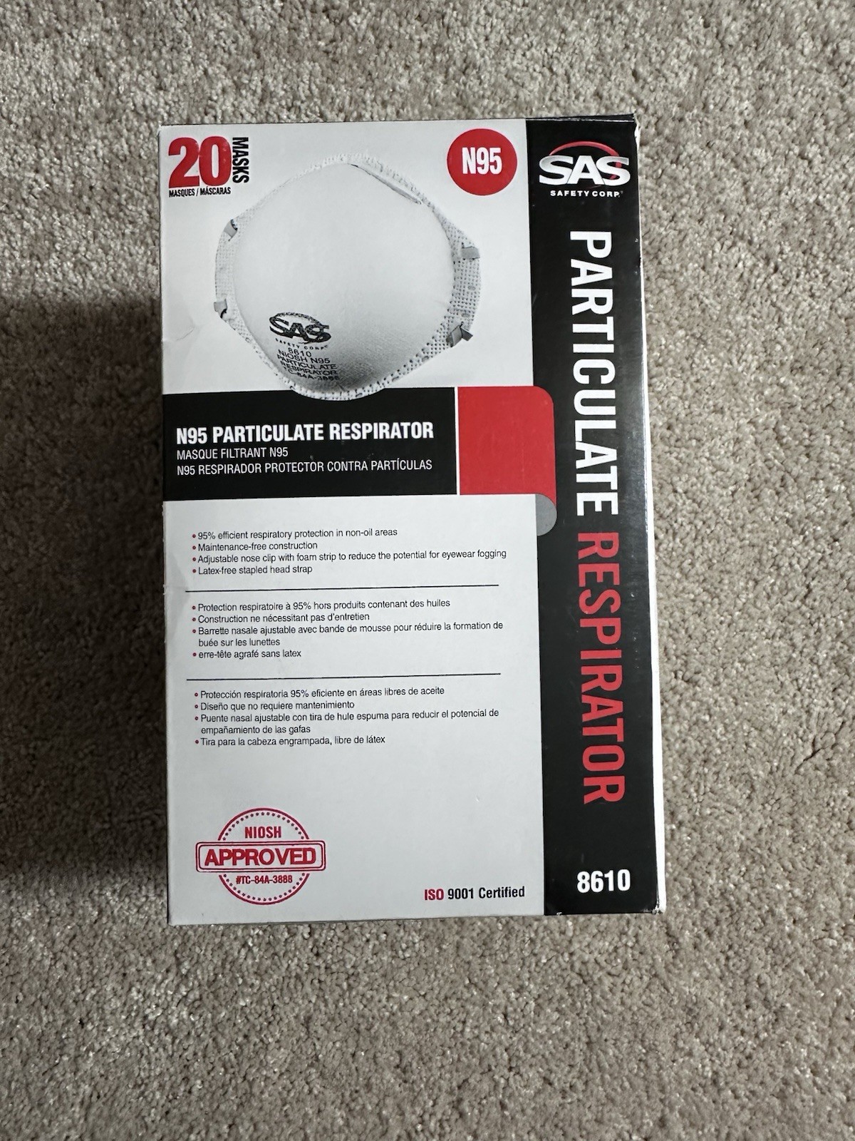 SAS 8610 N95 Particulate Respirator (Box of 20)