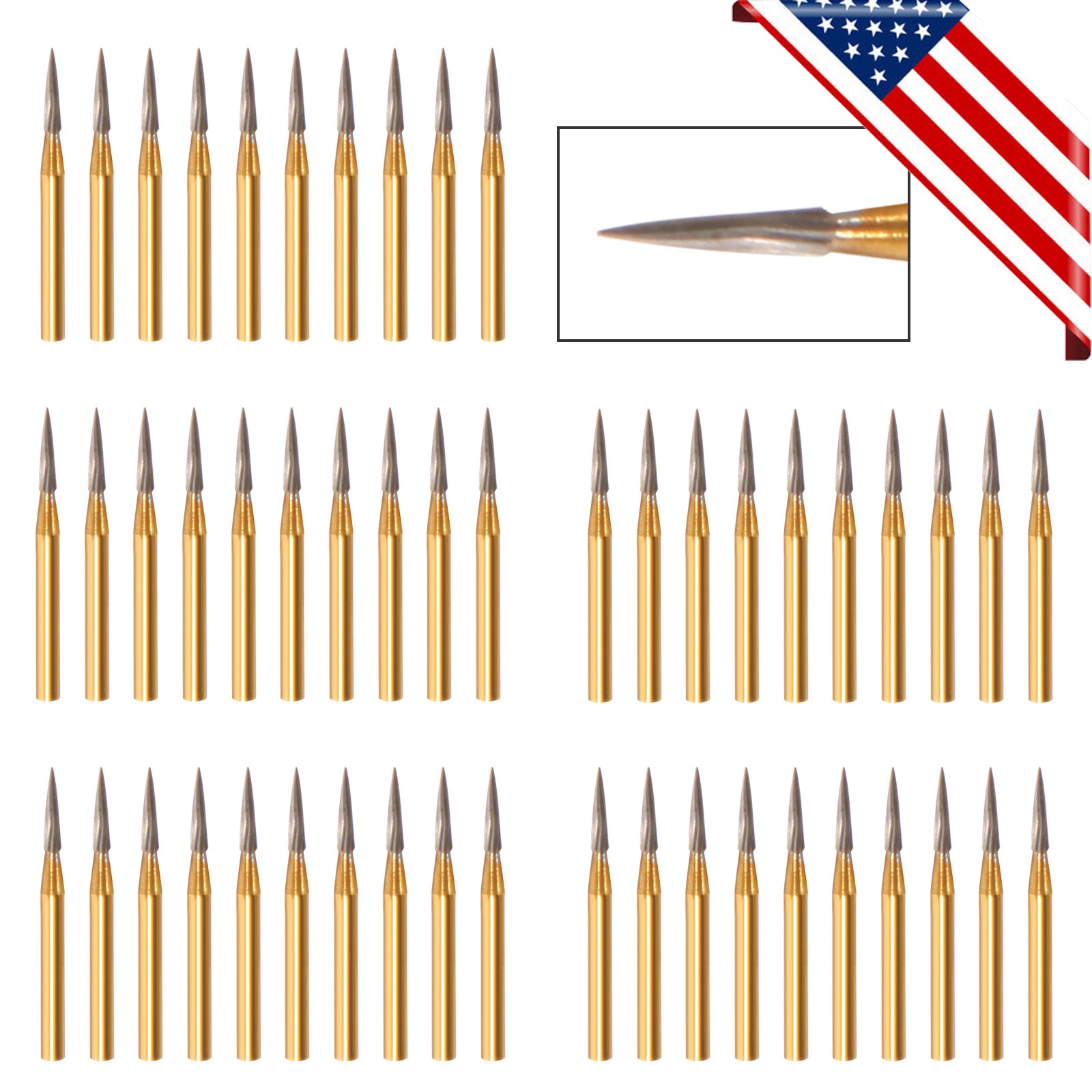 Dental Burs 19mm Carbide Bur Friction Grip FG For High Speed 10Pcs Pack