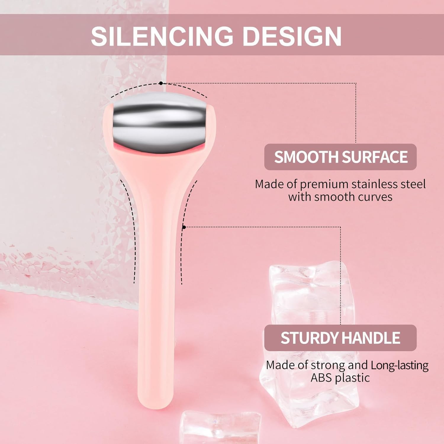 MAANGE Mini Eye & Face Rollers for Massager, Stainless Steel Pink-1 Pc