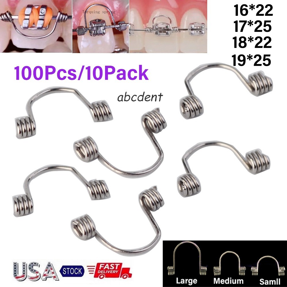 100pc Dental Torquing Torque Spring Wire Single Ortho Curved Small/Medium/Large