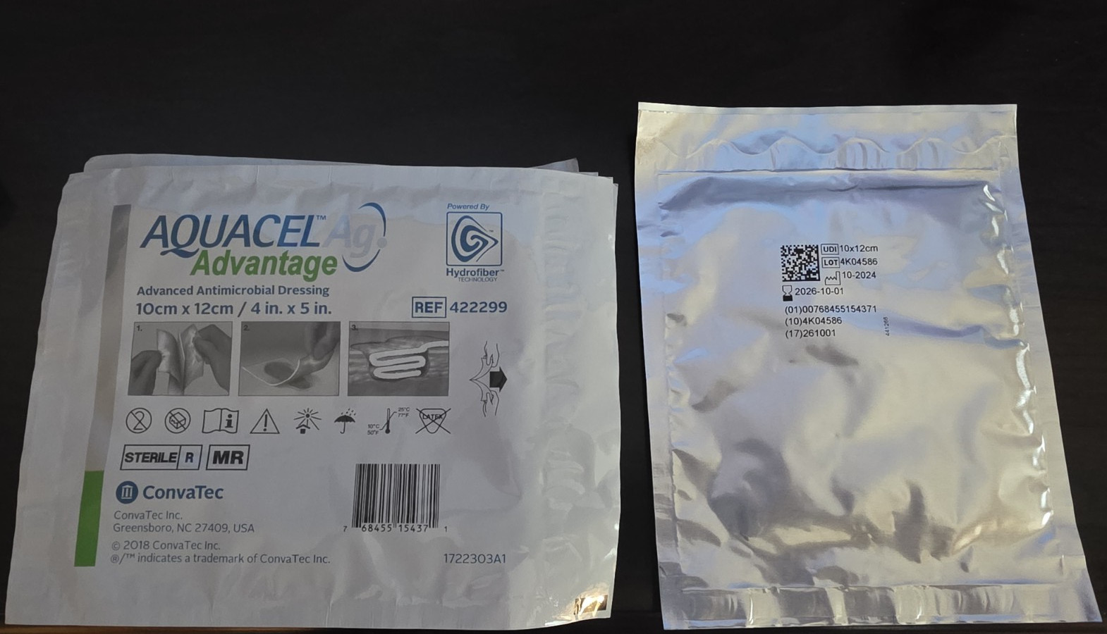 ConvaTec AQUACEL Ag Advantage Antimicrobial Wound Dressing 4 In X 5 In, 422299