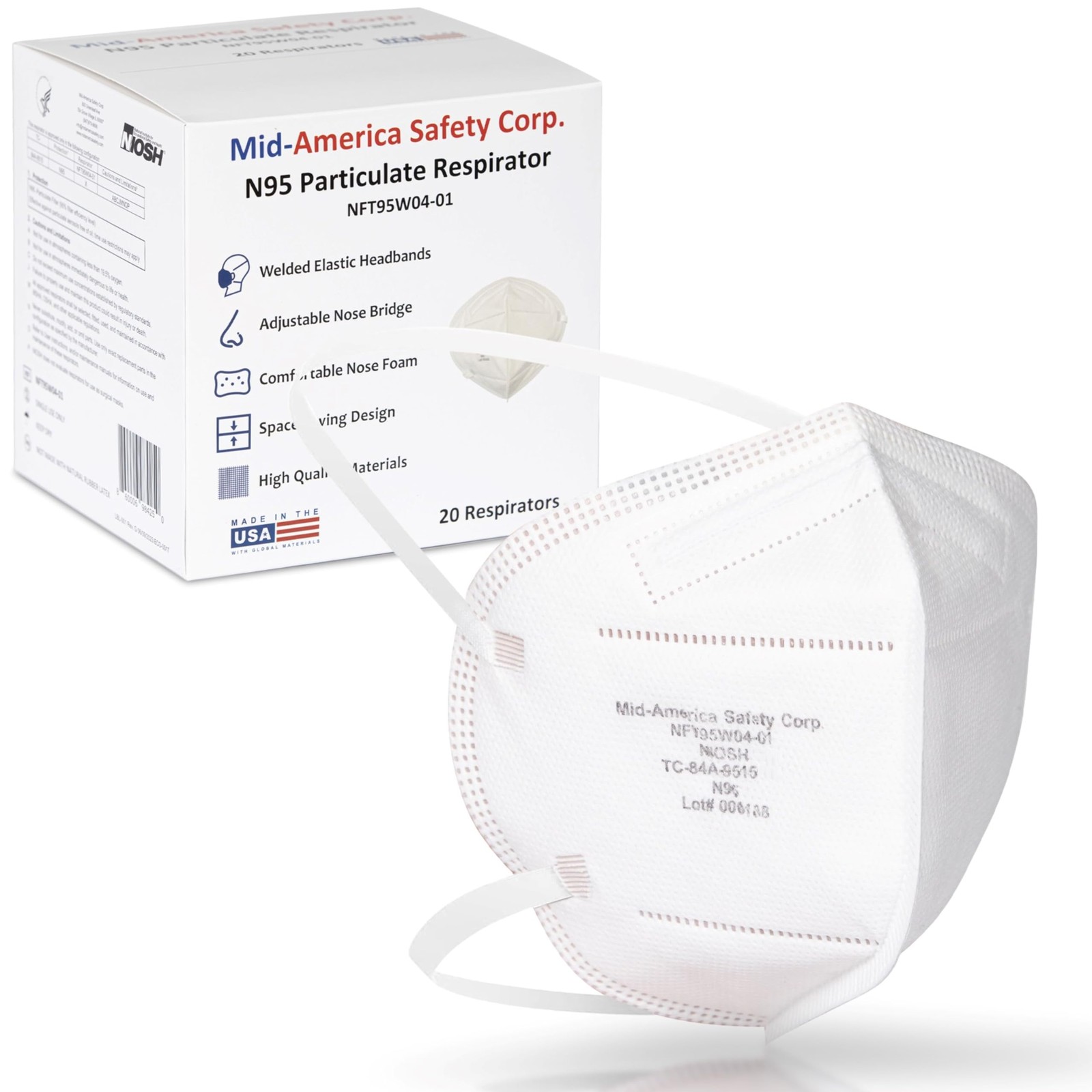 Mid-America Safety Corp’s Made-in-USA, White NIOSH Approved N95 Particulate R…
