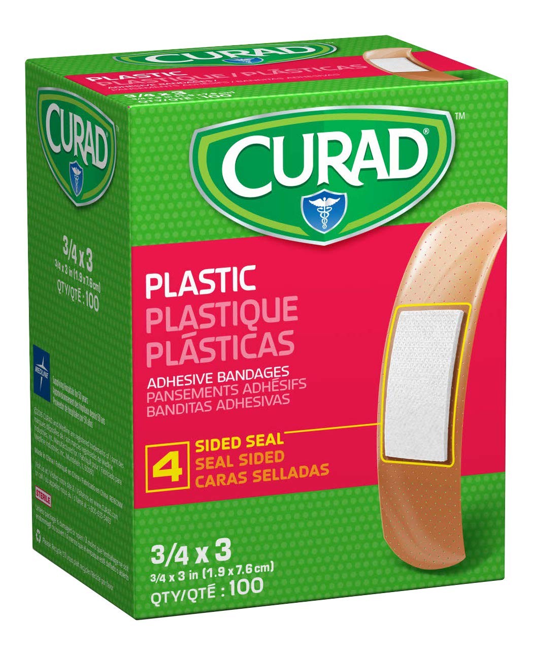Curad Plastic Adhesive Bandages 3/4 X 3 Not Made From Natural Rubber Latex Pack