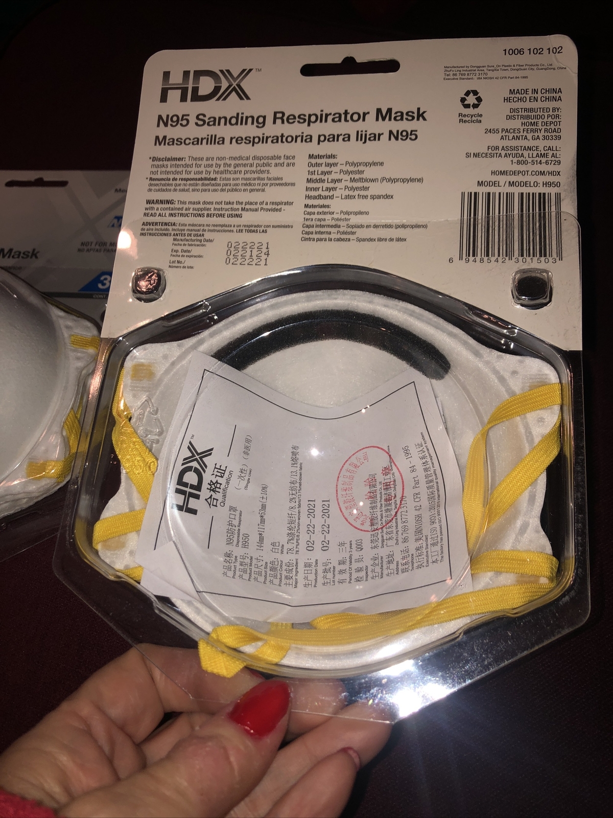 2 New Home Depot HDX N95 Sanding Respirator Mask-3 Packs/Med-Large
