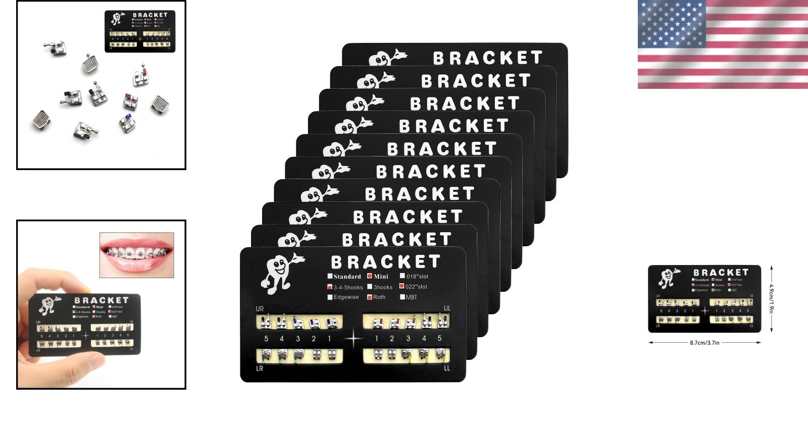 200-Pack Mini Roth Bondable Brackets with Hooks – Optimal Orthodontic Tools