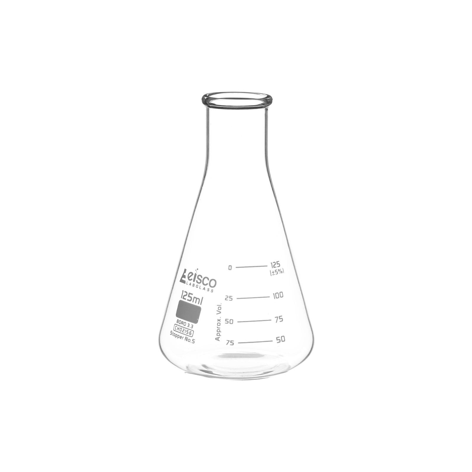 EISCO Erlenmeyer Flask, 125mL – ASTM, Dual Graduated Scale –