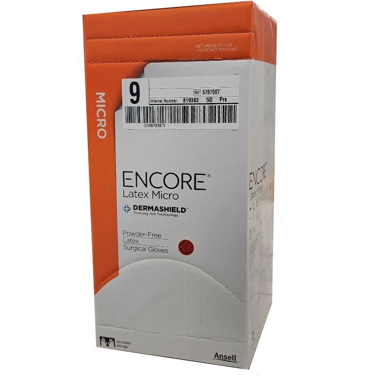 *200-Pair* Ansell Encore Dermashield Micro Latex Surgical Size-9.0 Glove 5787007