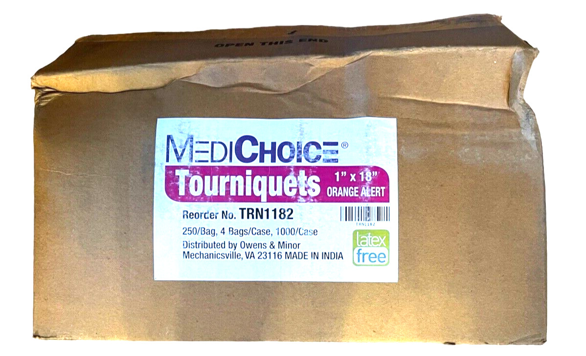 1000 MediChoice Tourniquets (4 Bags x 250) 1″ x 18″ – Orange Alert – TRN1182