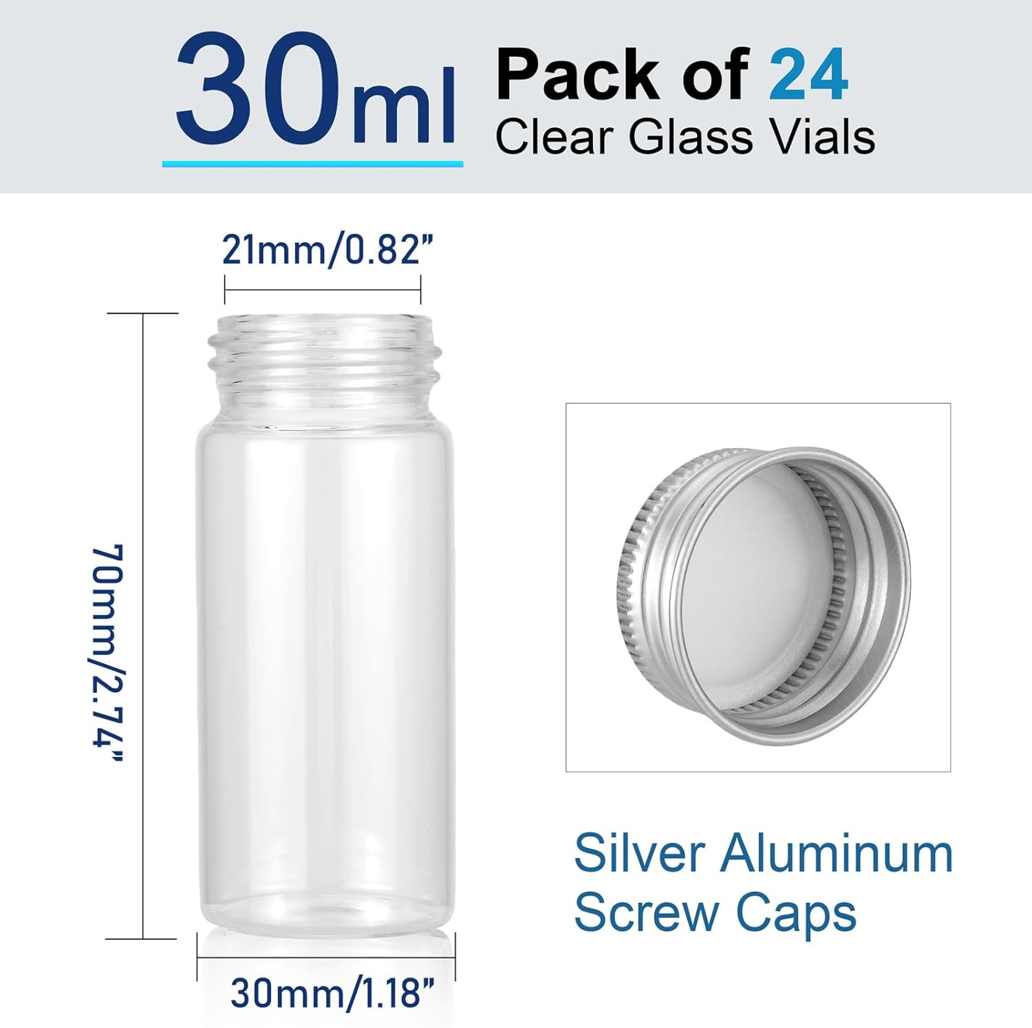 24Pcs 30ml/1oz Empty Tiny Jars Small Lab Sample Vials with Lids, Refillable Mini