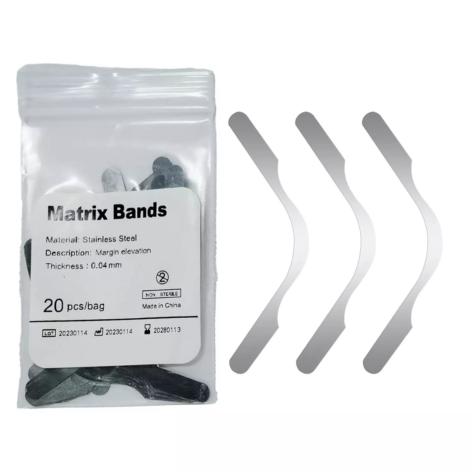 Dental Restoration Stainless Steel Matrix Bands Margin Elevation 20 Pcs/Bag