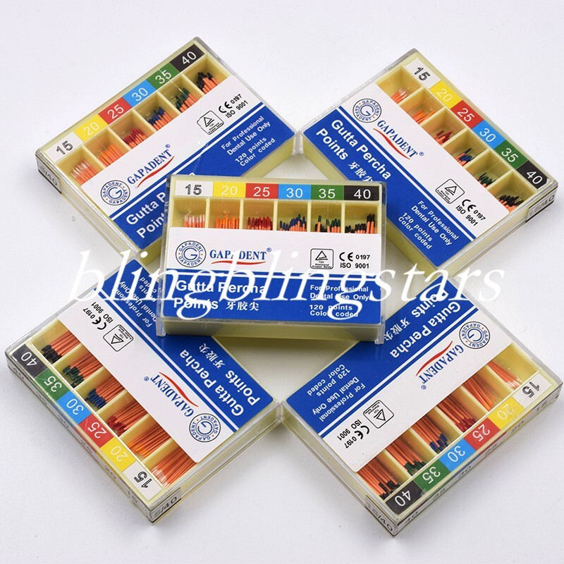 120 Pcs/Box Endodontic Dental GAPADENT Gutta Percha 0.02 Taper Zinc Oxide #15-40