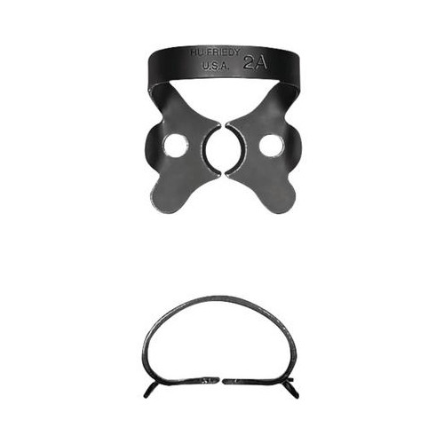 Hu-Friedy RDCM2A Black Line Rubber Dental Dam Clamp #2AS Satin Steel