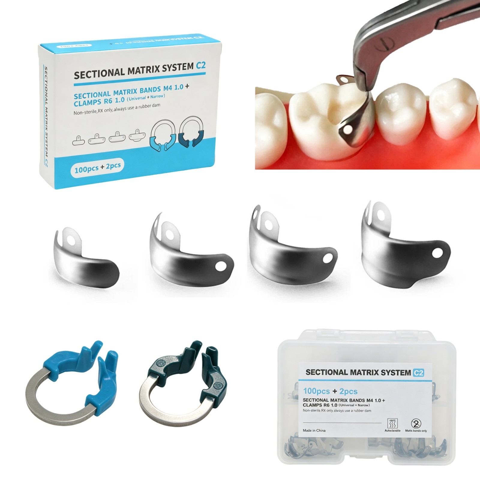 Dental Matrix Bands Sectional Ring Clamp Garrison Palodent V3 System Restoration