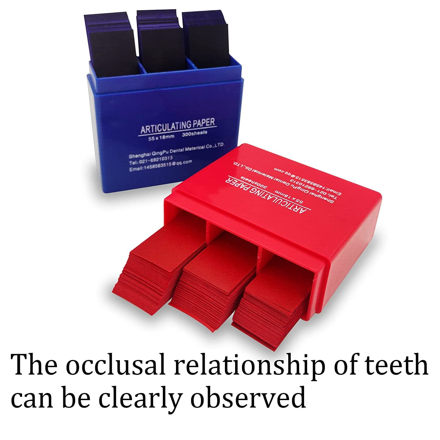 600 Sheets Dental Articulating Paper, Plastic Dispenser Red and Blue 100 Micron