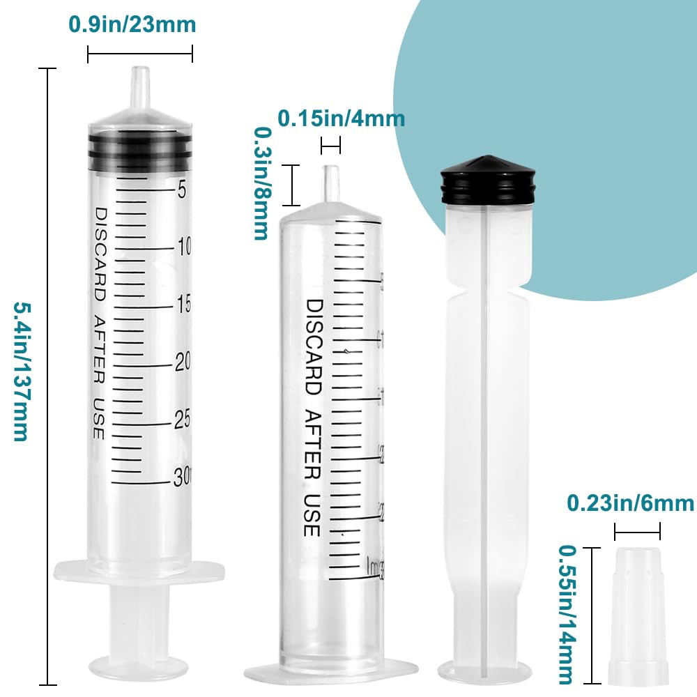 12 Pack Plastic 30Ml Syringes with Cap, Sterile Syringe Individually Packaged…