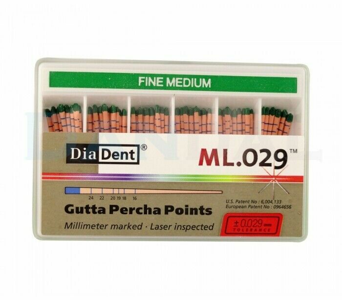 DiaDent Milimeter Marked Lasered ML.029 Gutta Percha Points SIZE FM (GREEN)