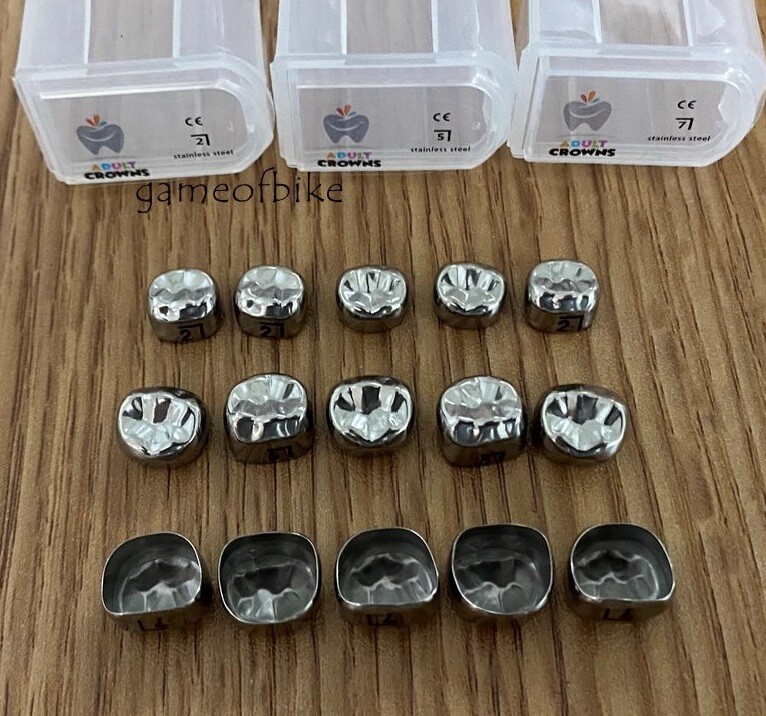 Dental Adult Preformed 1st Molar Crown Refill Stainless Steel Crowns 24 Sizes