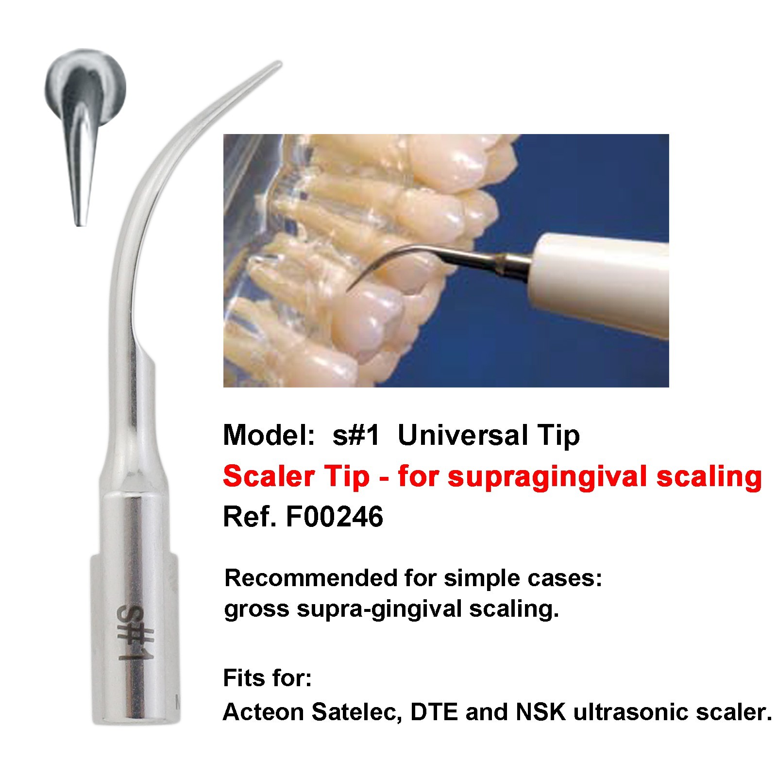 Dental LED Scaler Handpiece HS-7L HD-7L Acteon Satelec Newtron Tips #1 1S H3 10X
