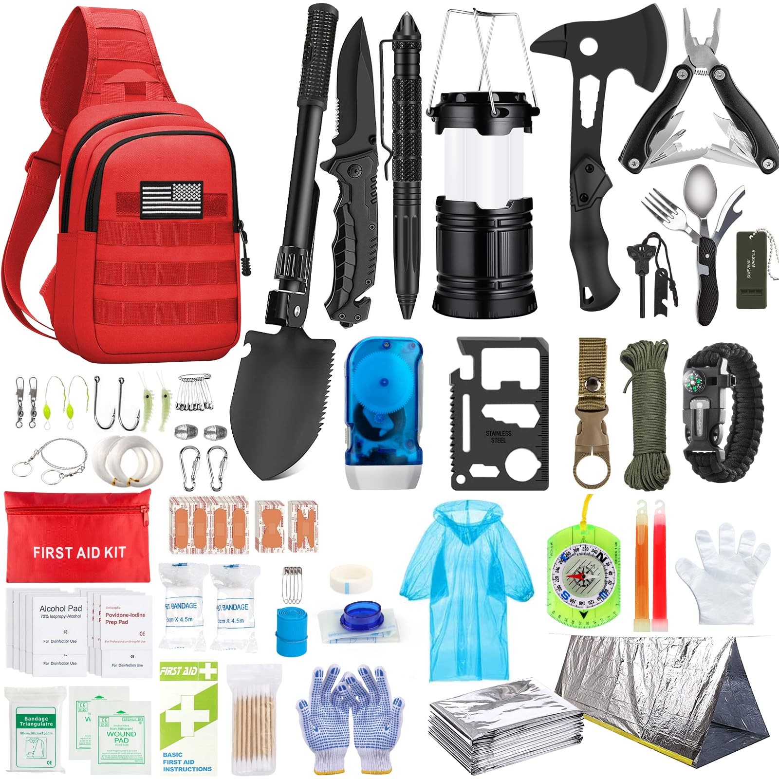 Emergency Survival Kit, 151 Pcs Survival Gear First Aid Kit, Outdoor Trauma Bag