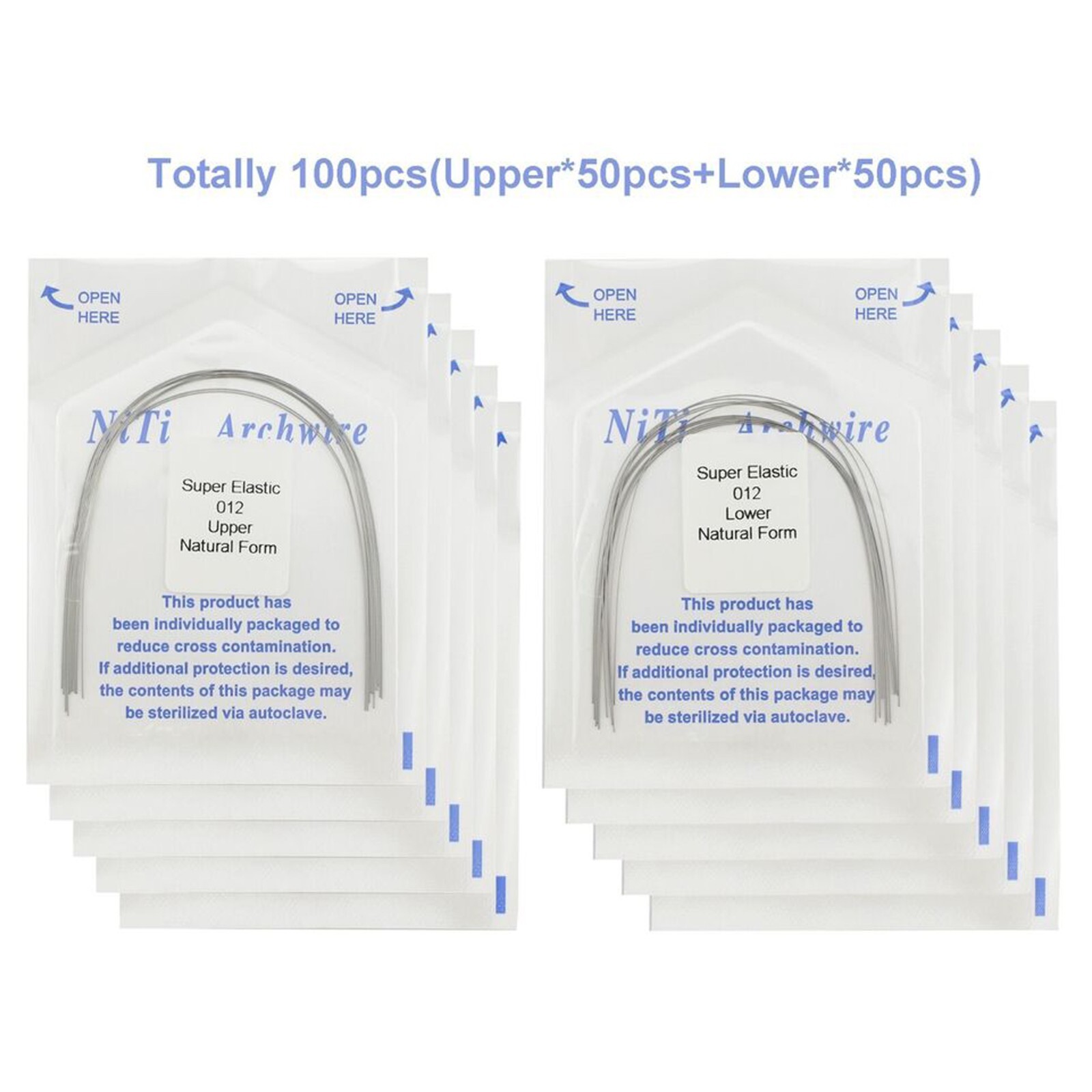 100pcs Orthodontic Arch Wires Niti Elastic Round Natural Arcos de Ortodoncia