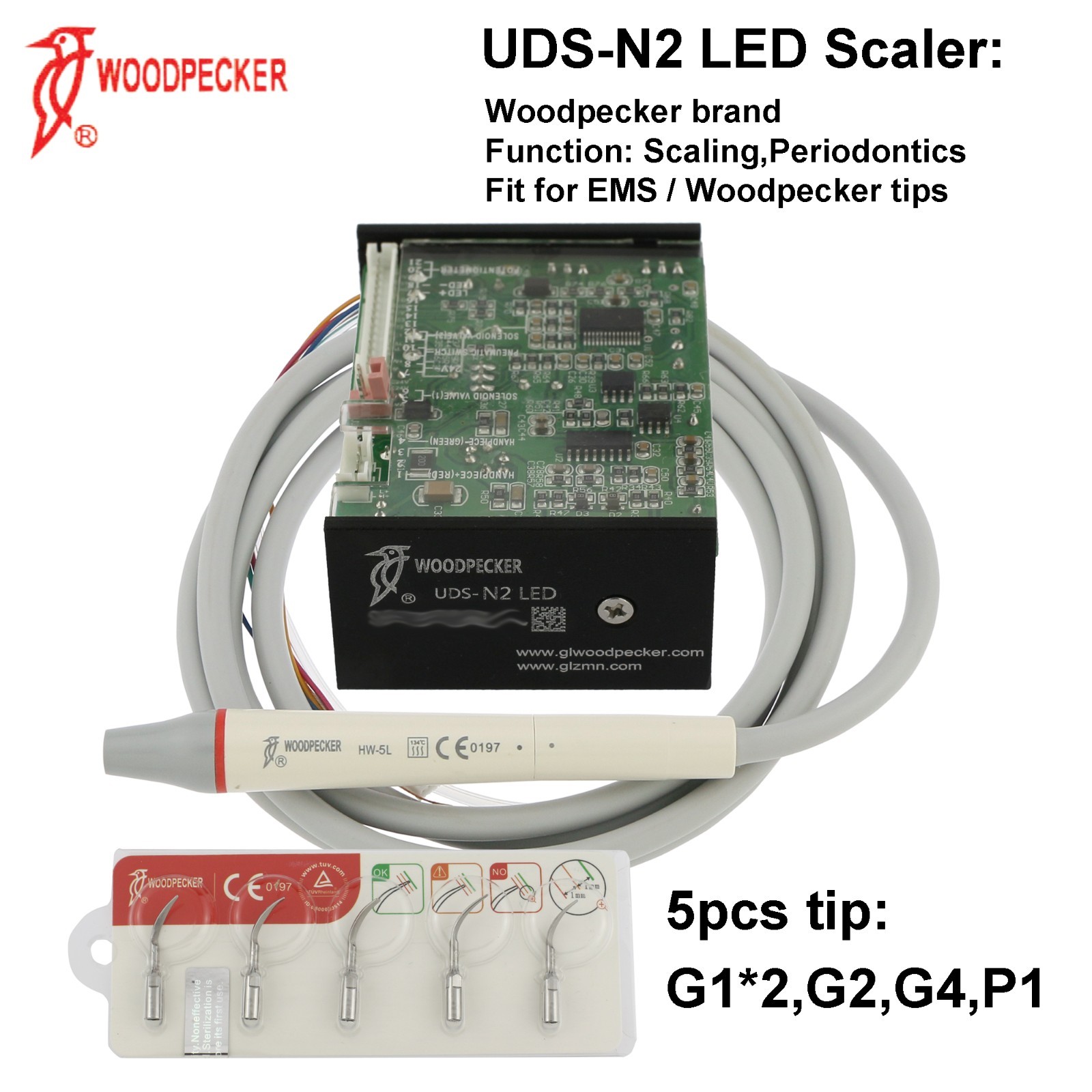 Woodpecker Ultrasonic Scaler N2 V3 LED Handpiece Piezo Tips fit EMS Satelec DTE