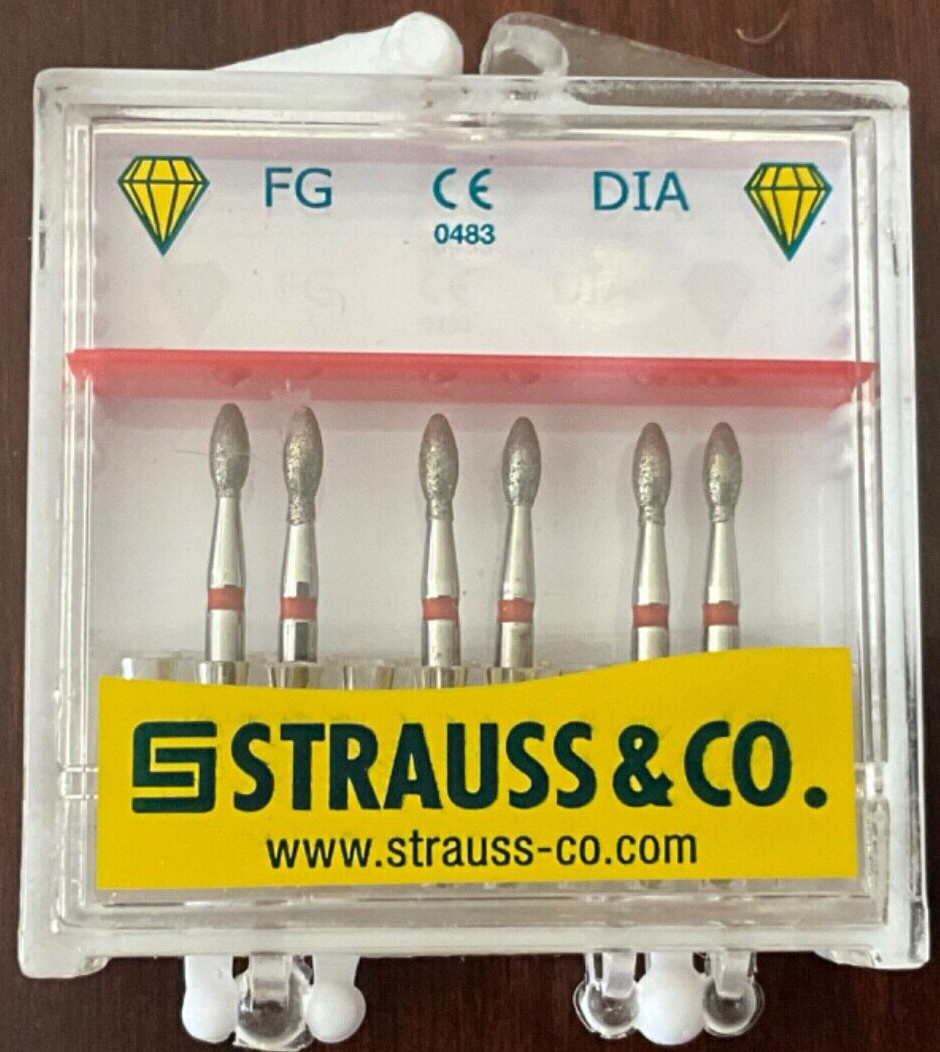 *** Strauss Dental Diamond Burs 6/pk 379-018F Football Fine FG Made in Israel **