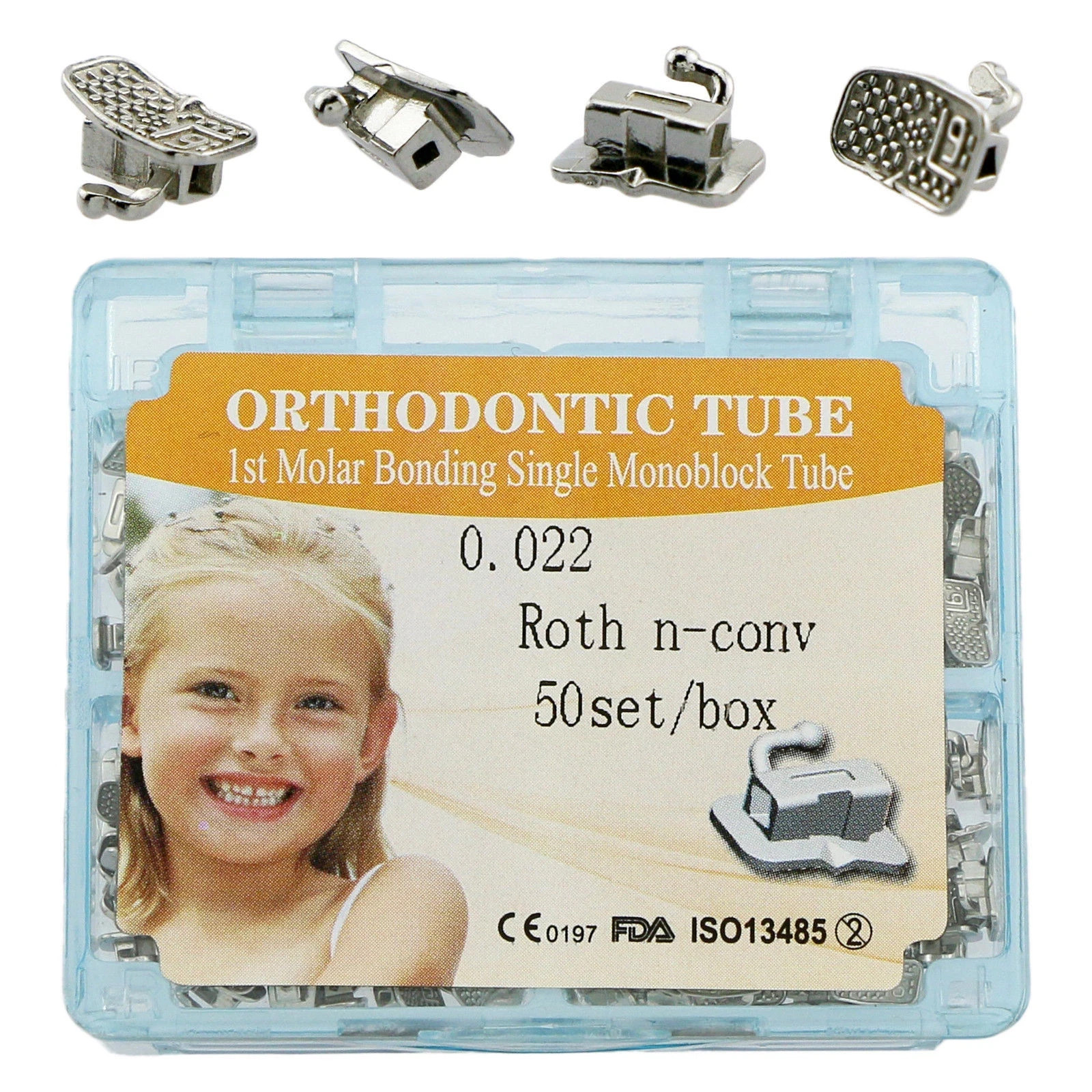 200Pcs/Box Dental Orthodontic Monoblock Buccal Tubes Roth/MBT 022 1st 2nd Molar