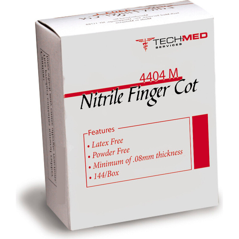 Tech-Med Nitrile Pre-Rolled Finger Cots Latex-Free Medium Disposable 144/Bx