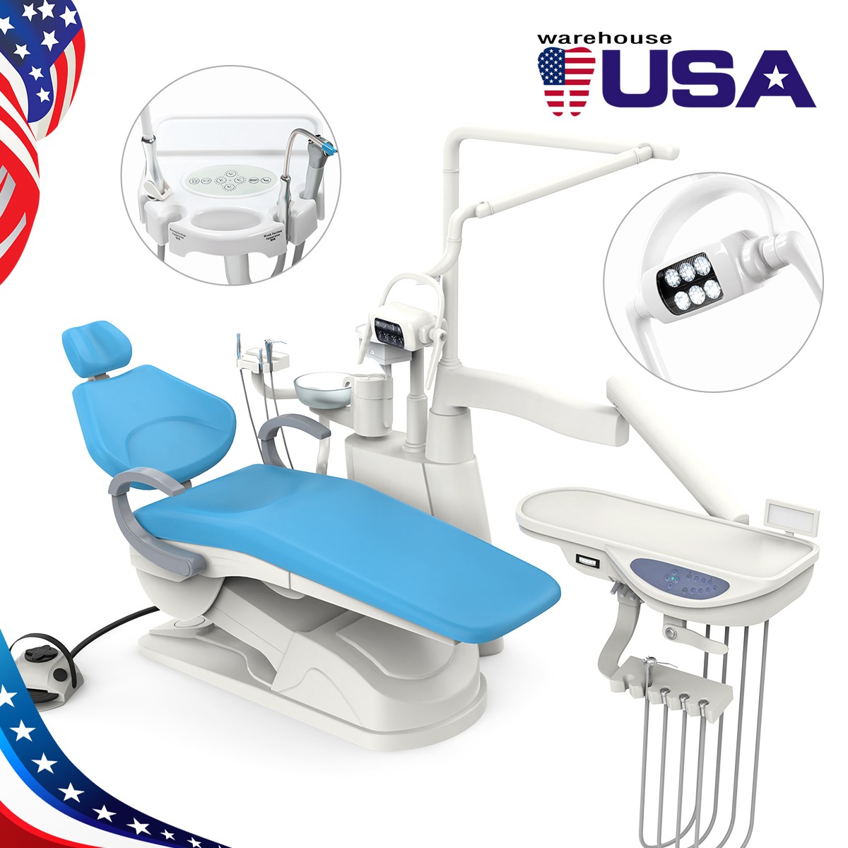 AZDENT Dental Chair Unit Computer Controlled DC Motor Stool Kit +Stool Kits FDA