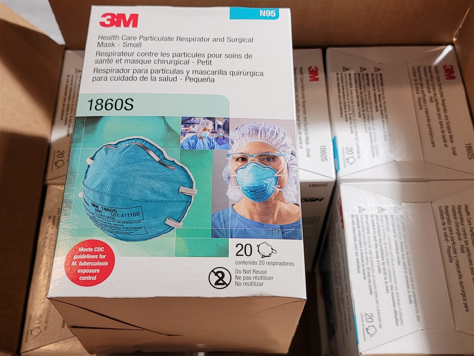 3M 1860S Adult Small Particulate Resp & Surgical N95 Mask Case of 120 Exp 07/26
