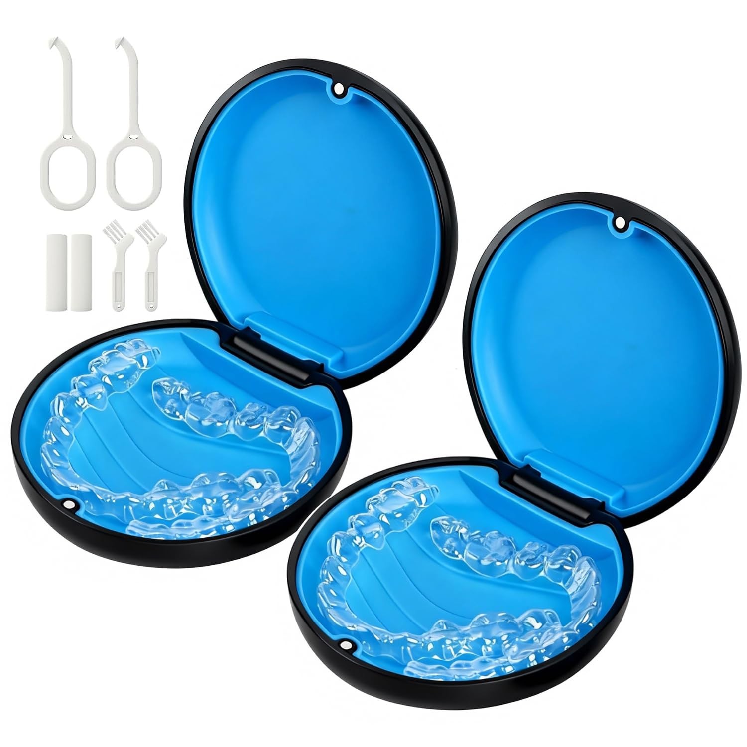 2 Pack Retainer Case, Compatible with Invisalign, Standard, 2 – Black