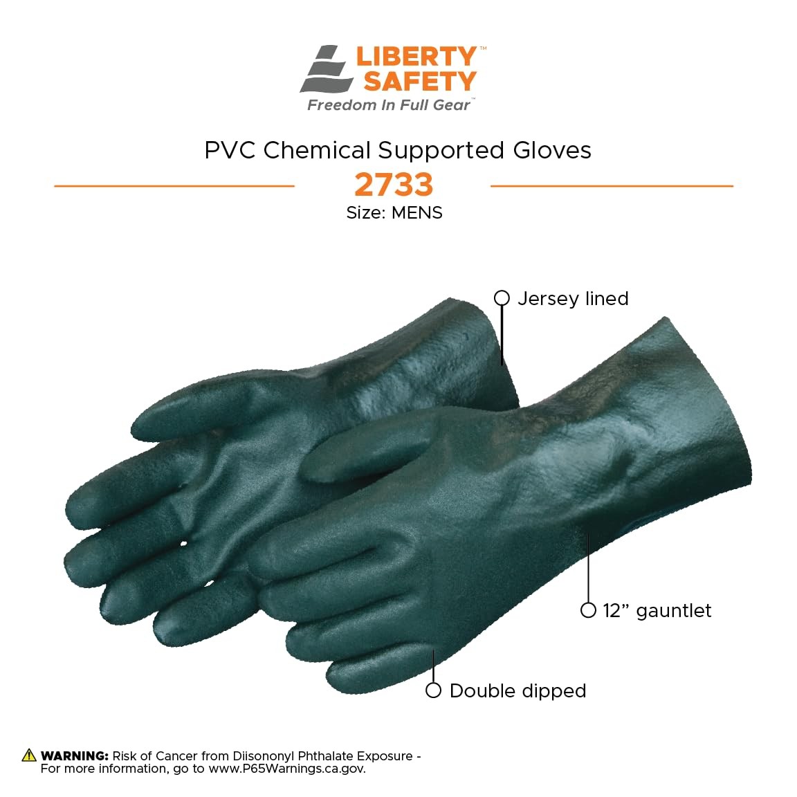 Liberty Safety 2733 Pvc Coated Gloves Double Dipped Jersey Liner 12 Gauntlet