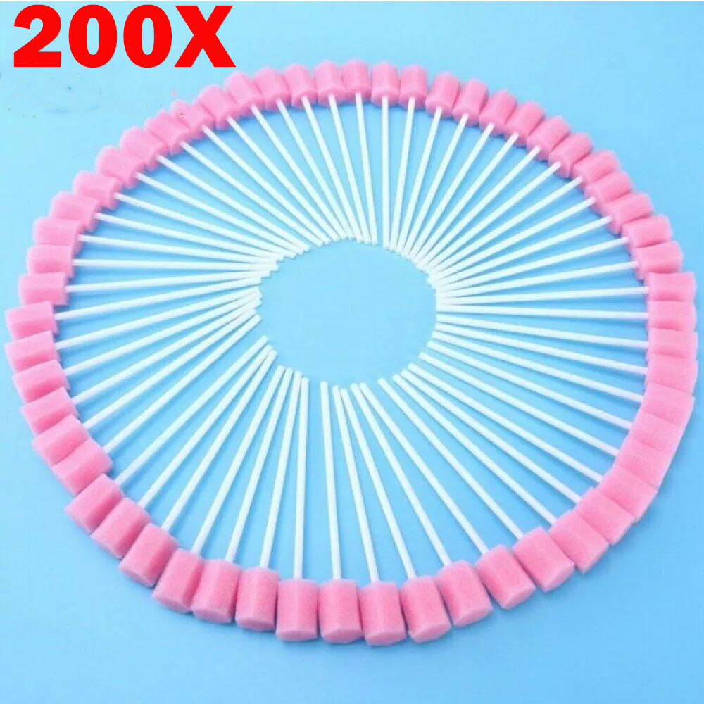 200/400Pcs Pink Disposable Oral Care Cleaning Sponge Sticks Dental Cleaning Tool