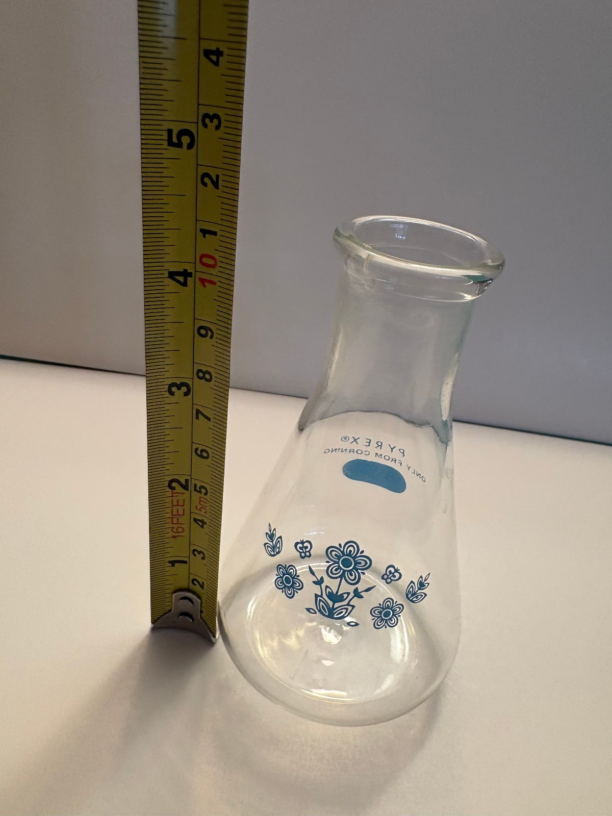 Pyrex Butterfly Gold Blue Flask