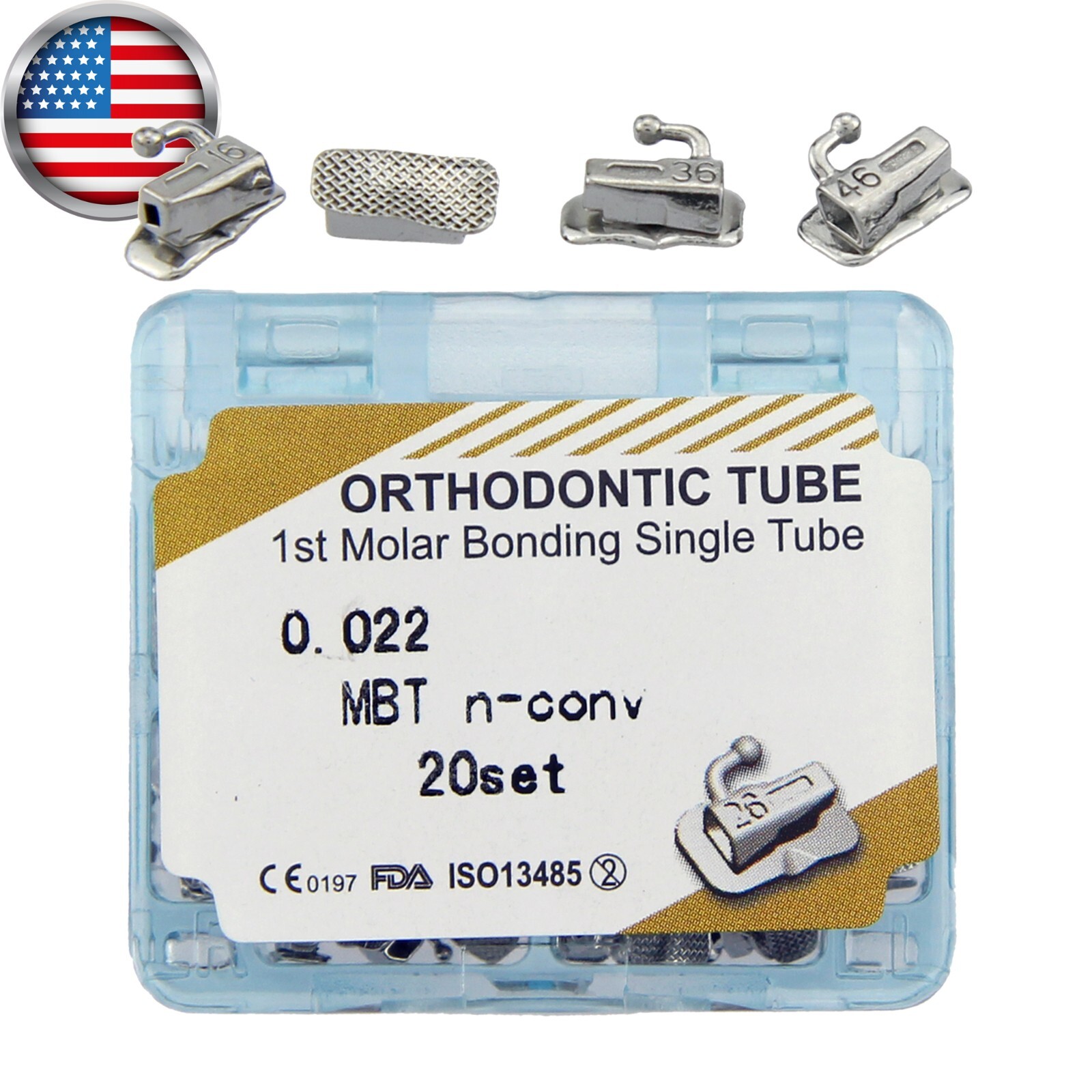80pc Orthodontic Buccal Tubes 1st 2nd Molar Single Tube MBT Roth 022 UR UL LL LR