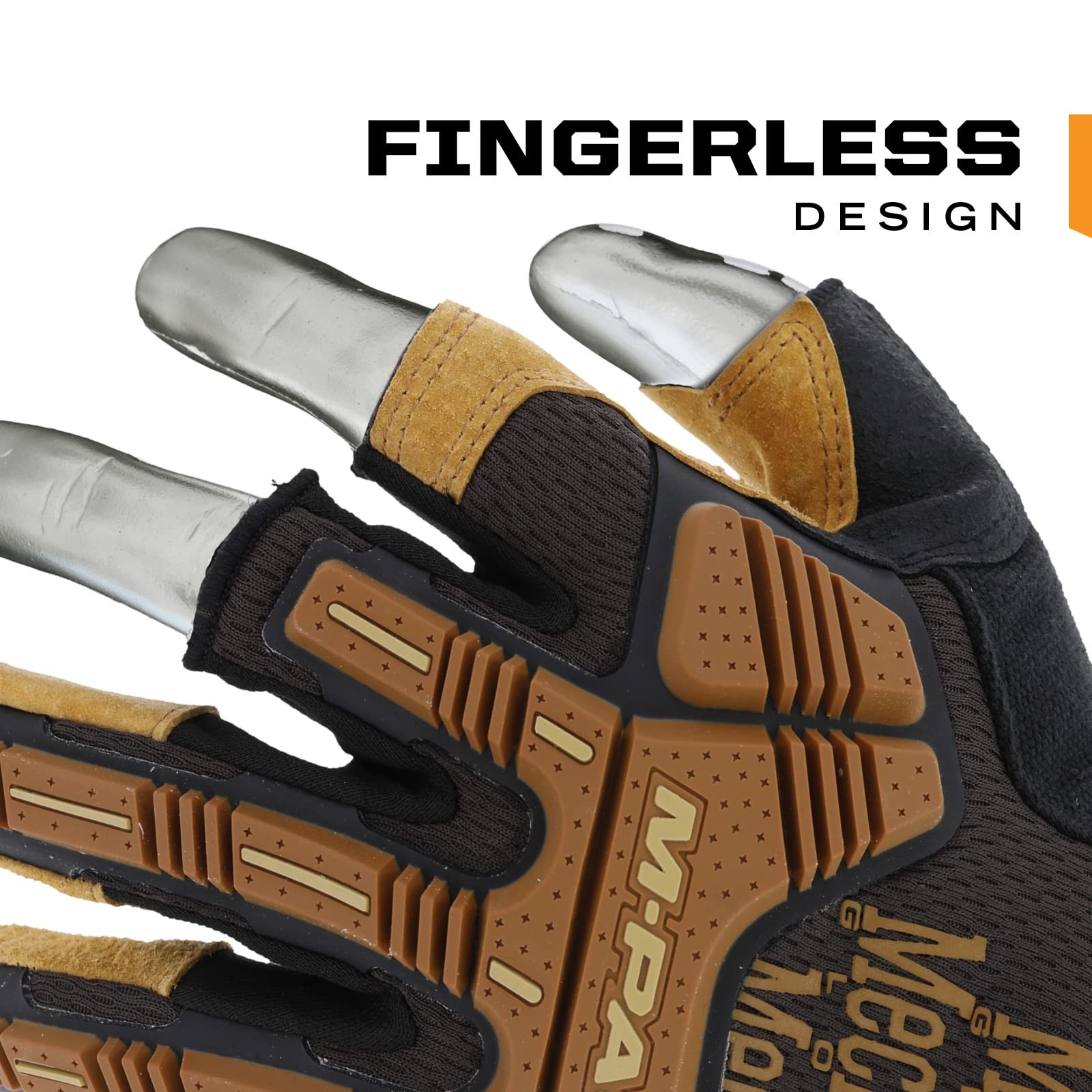 Mechanix Wear M-Pact Leather Framer Gloves – Leather Fingerless Anti-Slip