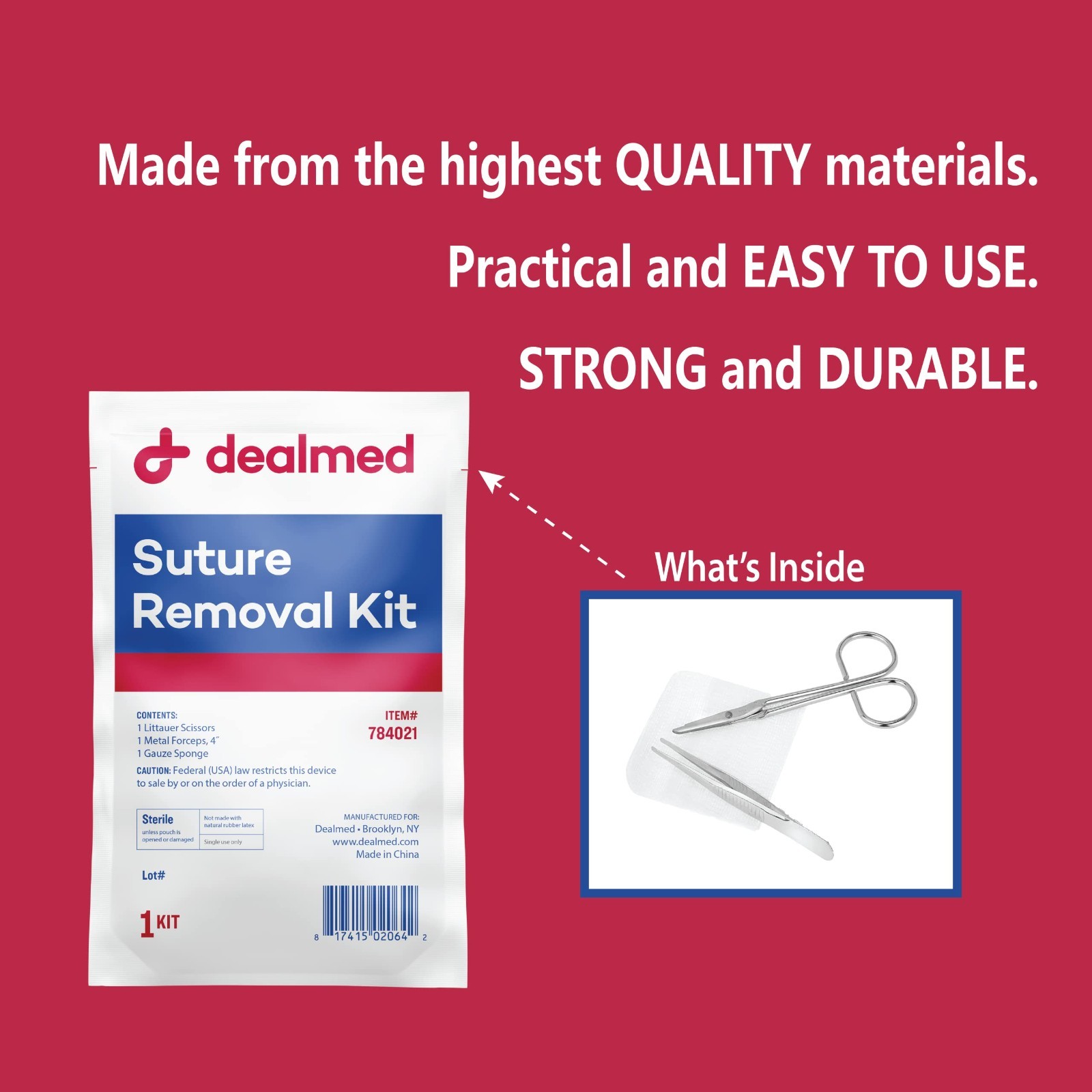 Sterile Suture Removal Kit – Scissors, Forceps, Gauze Sponge – 10 Single-Use Kit