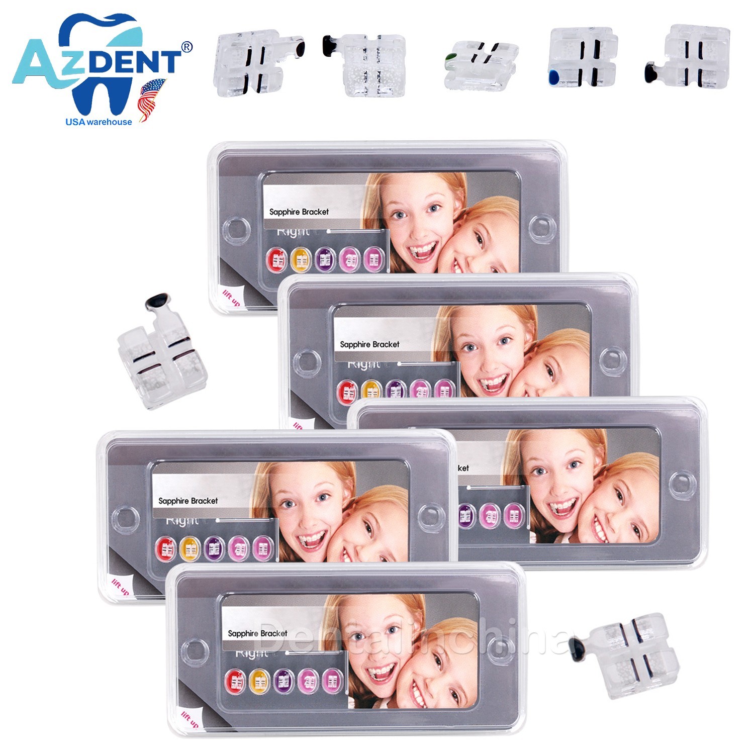 20PCS/PK Dental Orthodontic Sapphire Ceramic Brackets Braces ROTH.022 Hooks 345