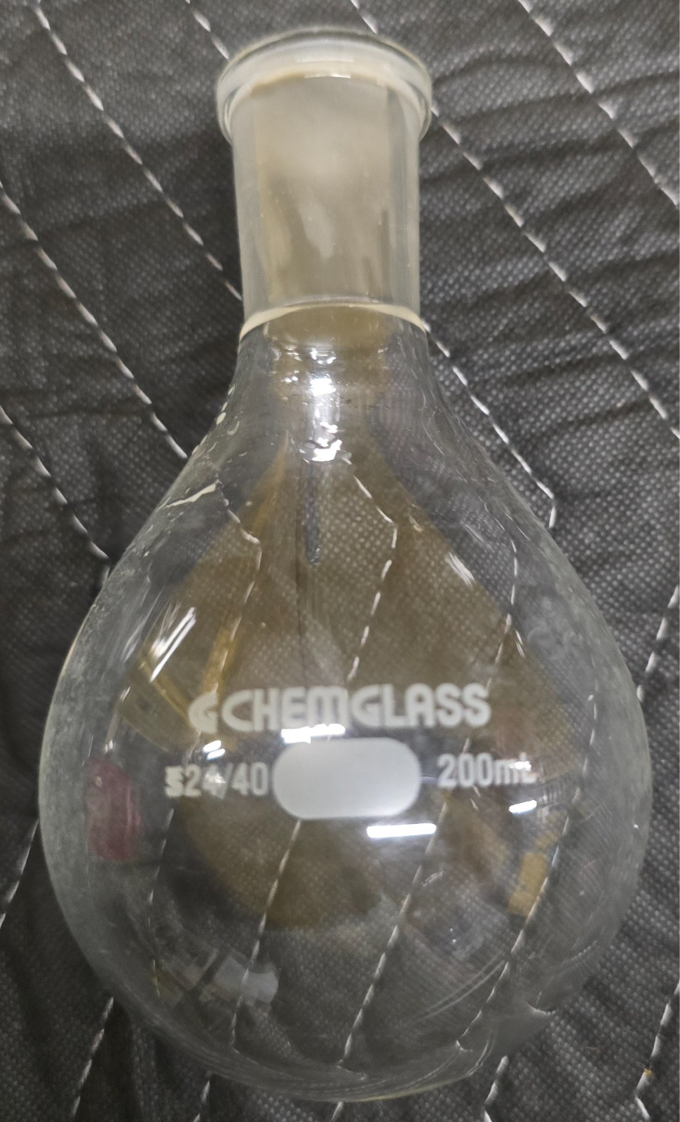 CHEMGLASS CG-1512-05 200mL Single Neck Recovery Evaporating Flask 24/40 Joint